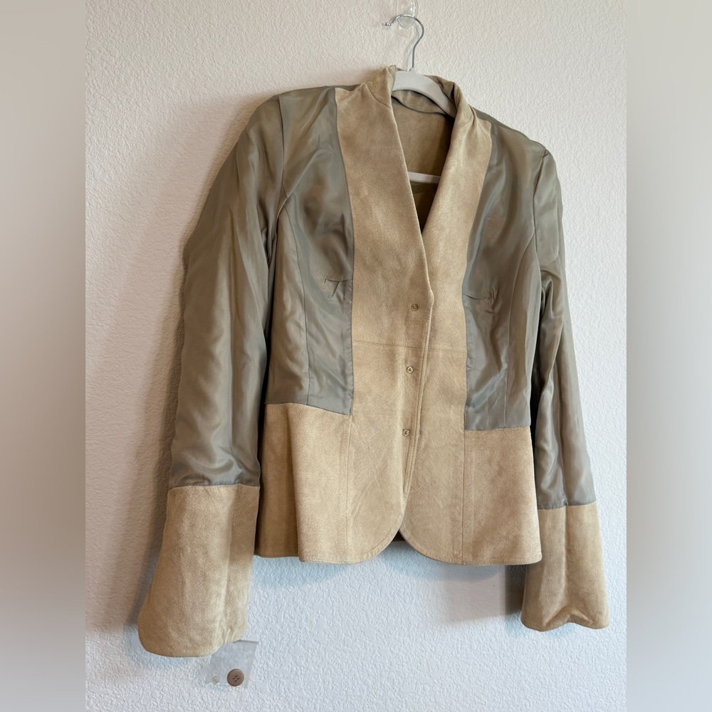🆕 PTP 20” James C. for Spiegel 💛Embroidered Suede Leather Blazer | Size 12 | - Picture 15 of 16